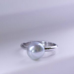 White South Sea Pearl Ring in 14k White Gold Size 7 New!